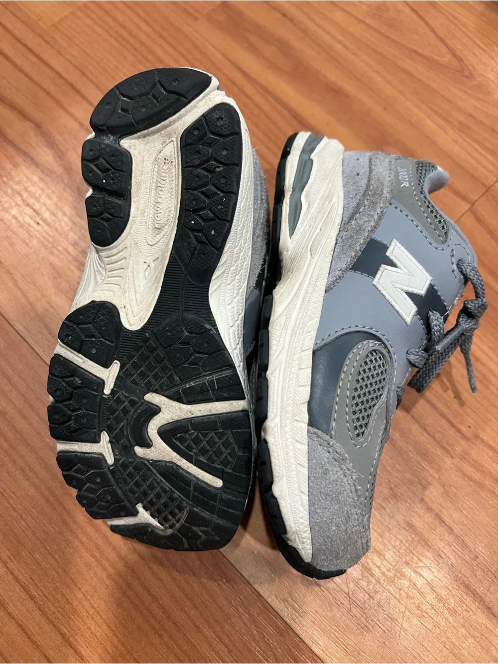 New Balance Kids Gray Mesh & Suede Sneakers